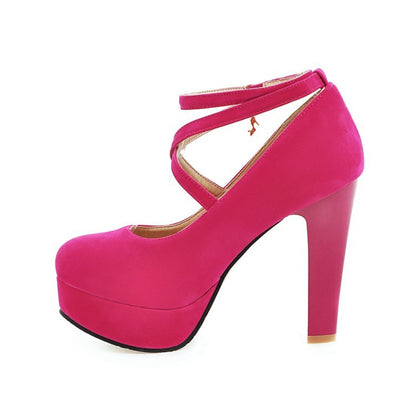 Women High Heels Chunky Heel Platform Pumps