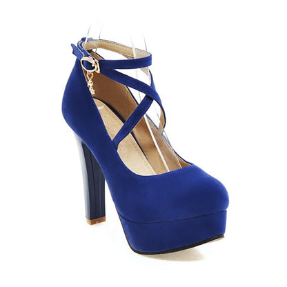 Women High Heels Chunky Heel Platform Pumps