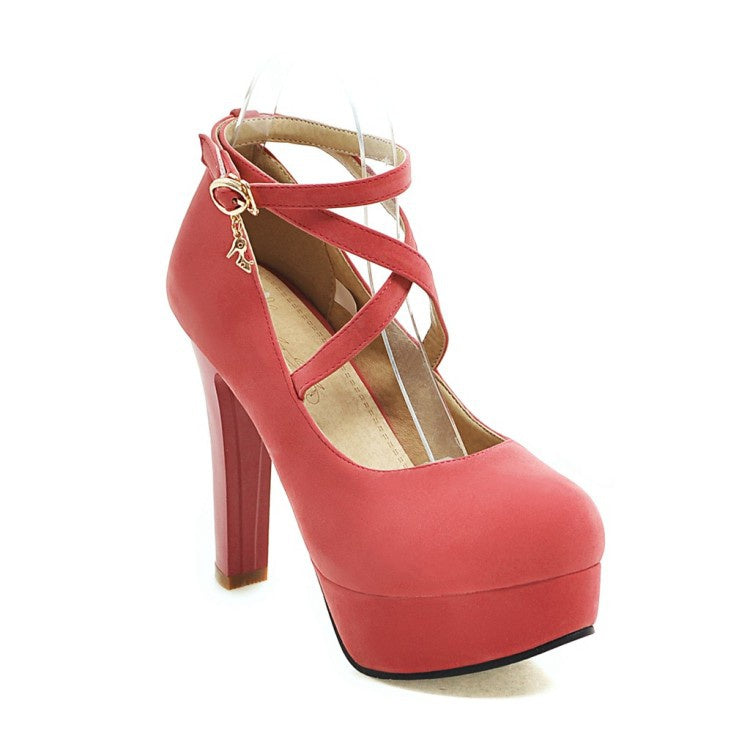 Women High Heels Chunky Heel Platform Pumps