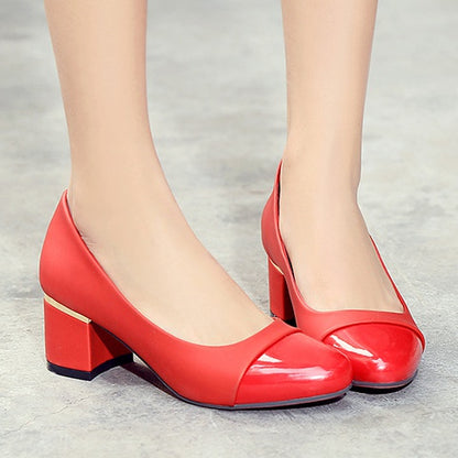 Women High Heeled Chunky Heels Pumps