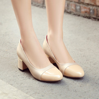 Women High Heeled Chunky Heels Pumps