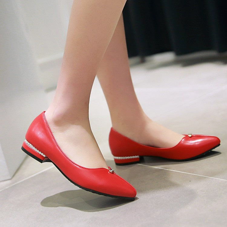 Women Pointed Toe Chunky Heels Pumps