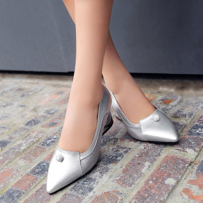 Women Pearl High Heeled Chunky Heels Pumps