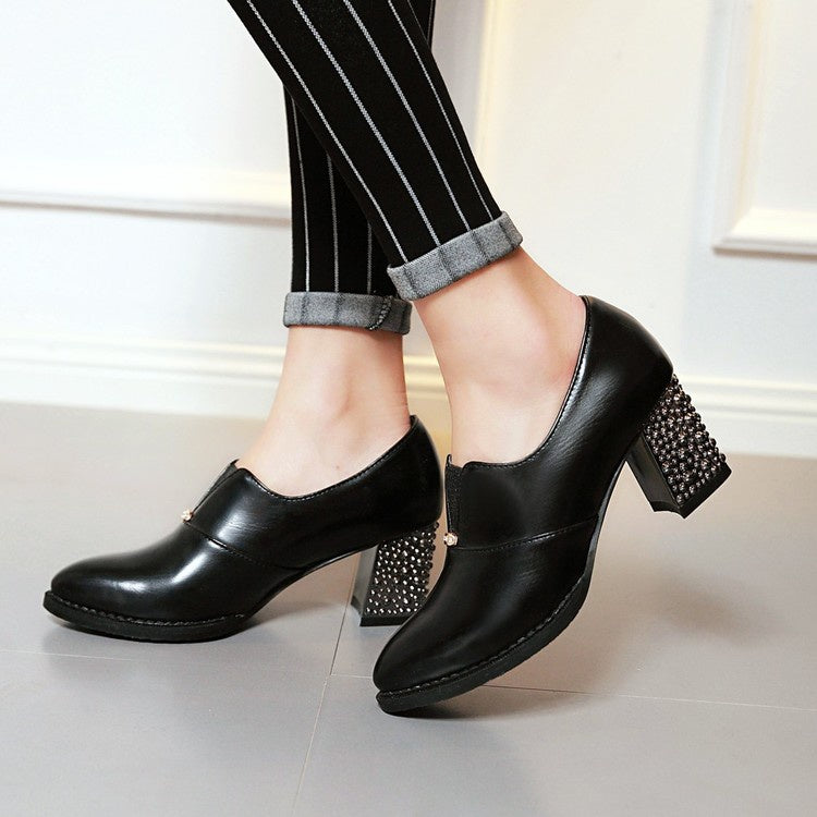 Women High Heeled Chunky Heels Shoes