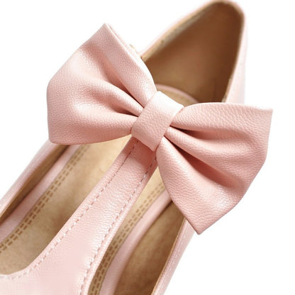 Women T Strap Bowtie Platform Pumps High Heels Shoes