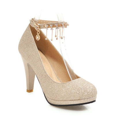 Women Rhinestone Platform Pumps High Heels Wedding Shoes