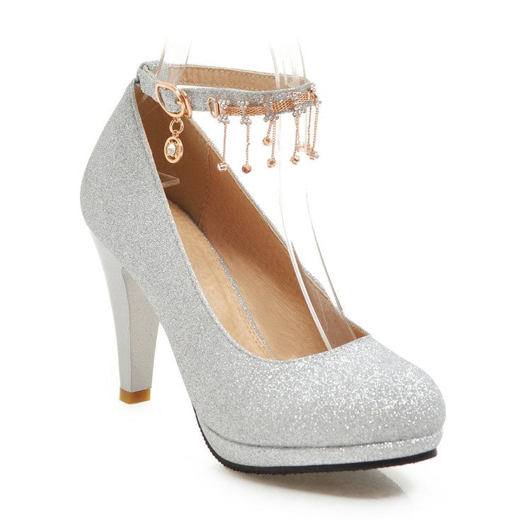 Women Rhinestone Platform Pumps High Heels Wedding Shoes