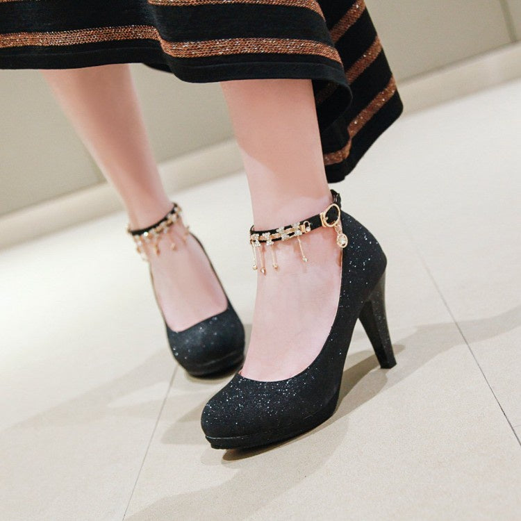 Women Rhinestone Platform Pumps High Heels Wedding Shoes