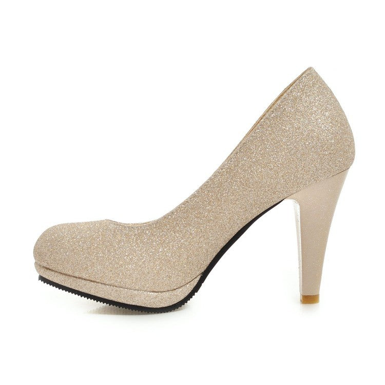 Women Glitter Platform Pumps High Heels Wedding Shoes