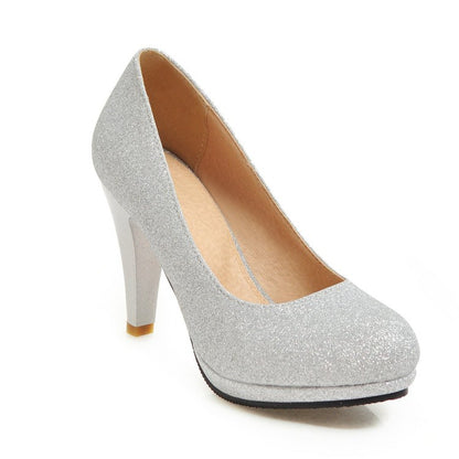 Women Glitter Platform Pumps High Heels Wedding Shoes