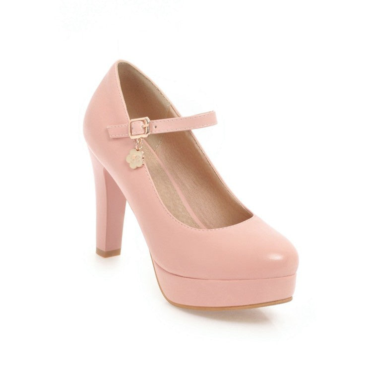 Women Ankle Strap Platform Pumps High Heels Shoes