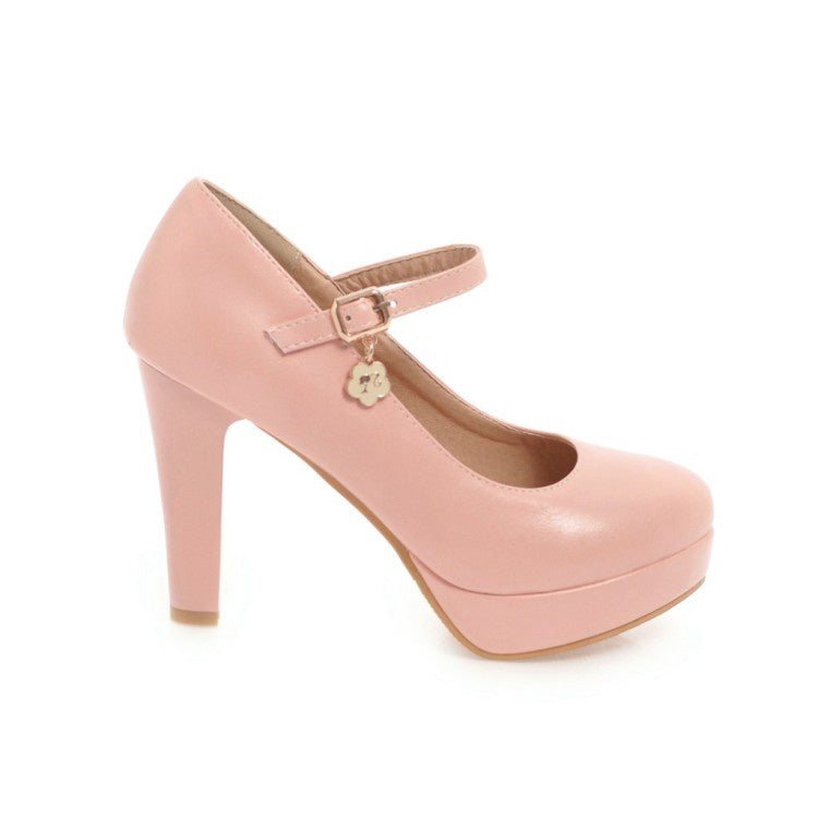 Women Ankle Strap Platform Pumps High Heels Shoes