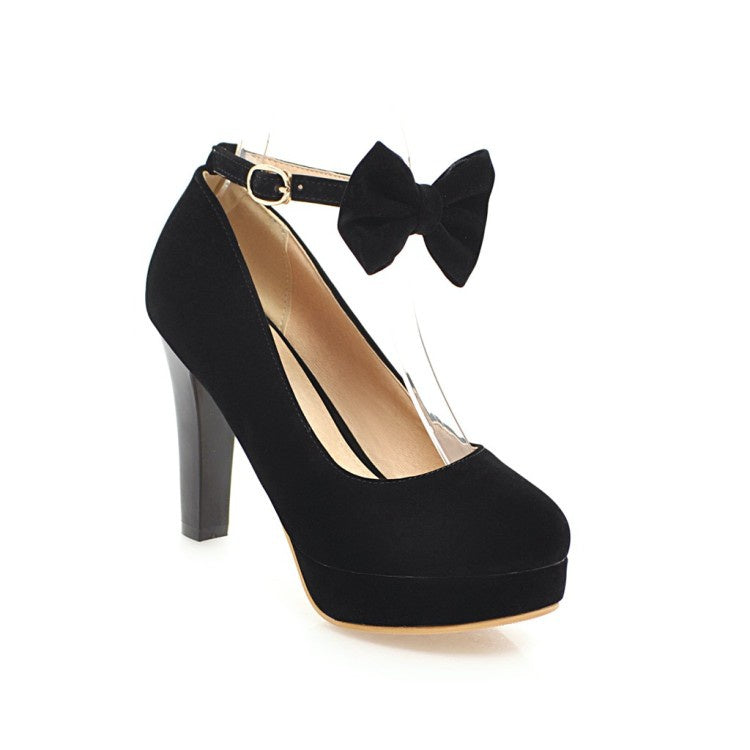 Women Bow Platform Pumps High Heels Shoes