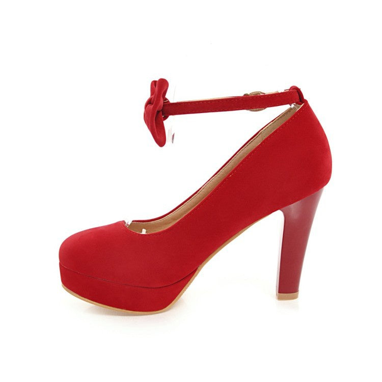 Women Bow Platform Pumps High Heels Shoes