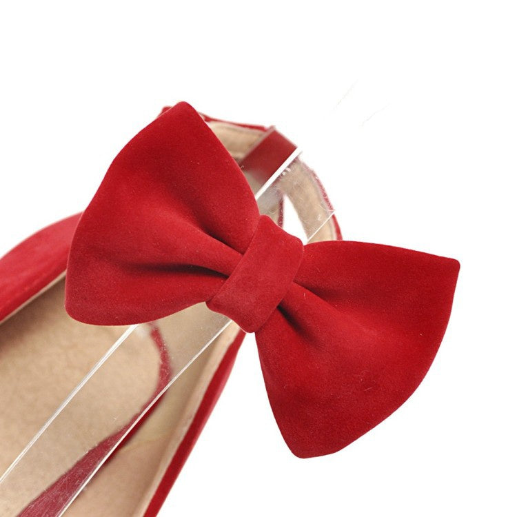 Women Bow Platform Pumps High Heels Shoes