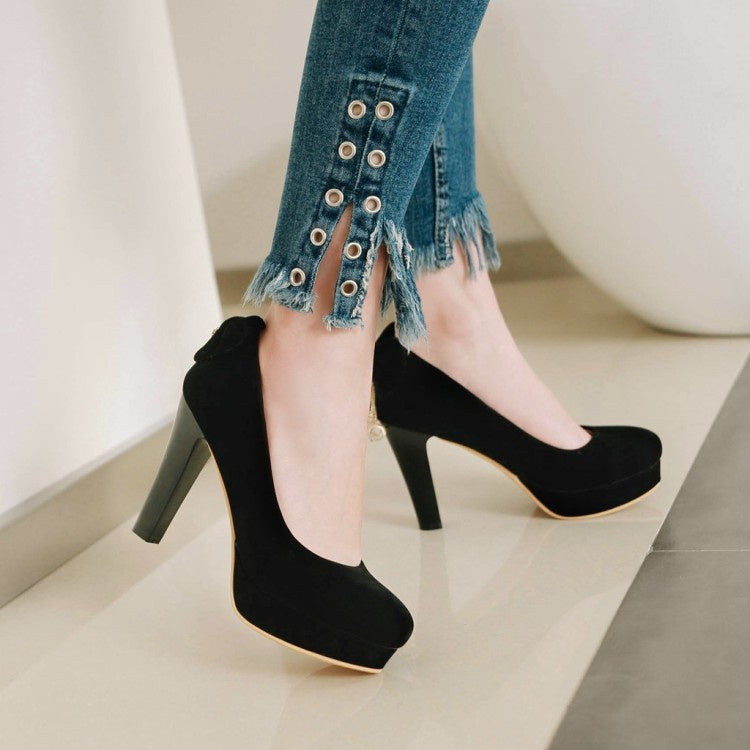 Women Back Bowtie Platform Pumps High Heels Shoes