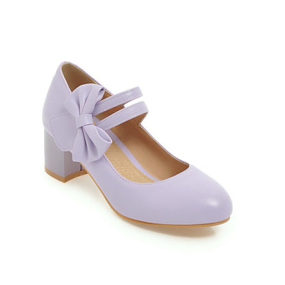 Women Mary Jane Bowtie Pumps High Heeled Shoes