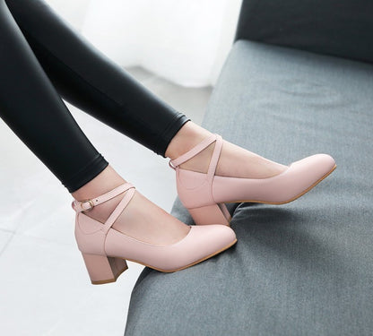 Women Ankle Strap Pumps High Heeled Shoes