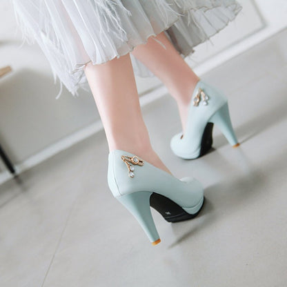 Women Rhinestone Platform Pumps High Heels Shoes