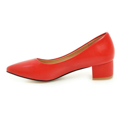 Women Pointed Toe Pumps Low Heeled Shoes