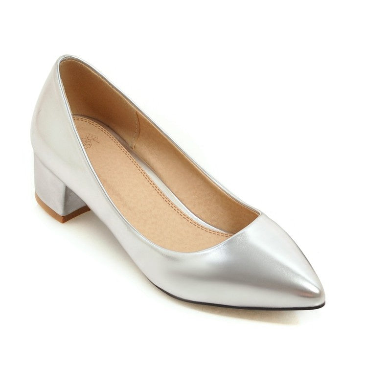 Women Pointed Toe Pumps Low Heeled Shoes