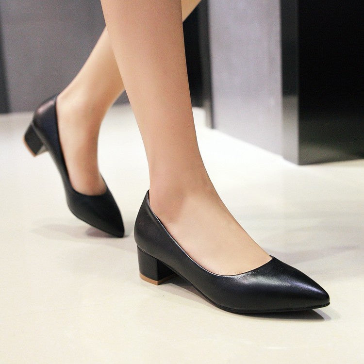 Women Pointed Toe Pumps Low Heeled Shoes