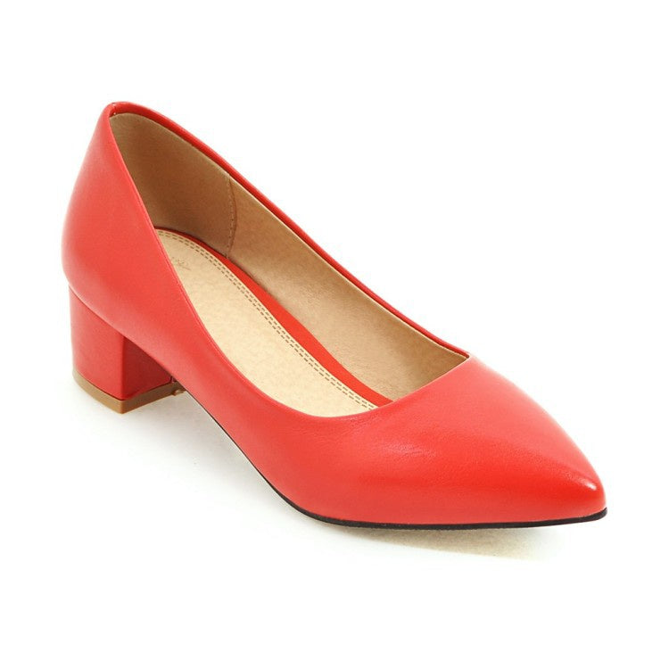 Women Pointed Toe Pumps Low Heeled Shoes