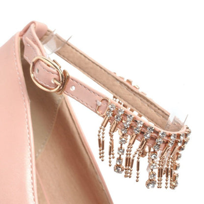 Women Ankle Strap Rhinestone Platform Pumps High Heels Shoes