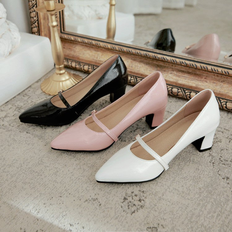 Women High Heeled Chunky Heels Pumps