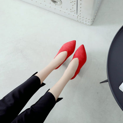 Women Pointed Toe High Heeled Chunky Heels Pumps