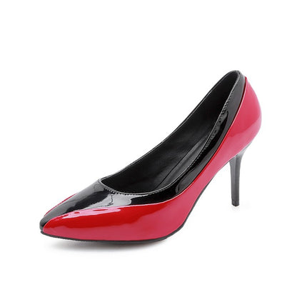 Women Pointed Toe Patent Leather Pumps High Heels