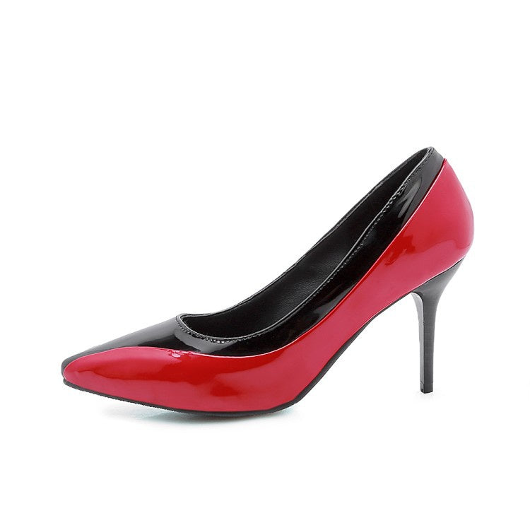 Women Pointed Toe Patent Leather Pumps High Heels