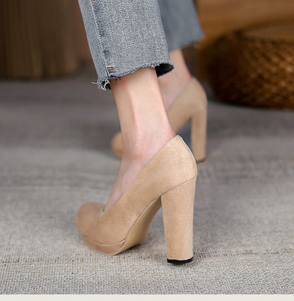 Women Suede Platform Pumps High Heels