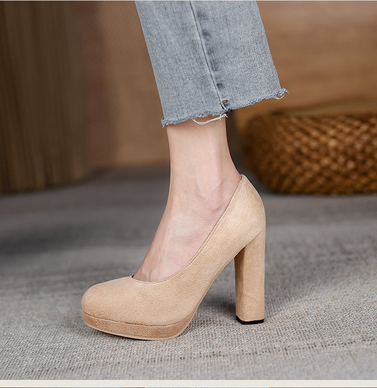 Women Suede Platform Pumps High Heels