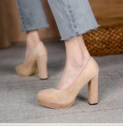 Women Suede Platform Pumps High Heels