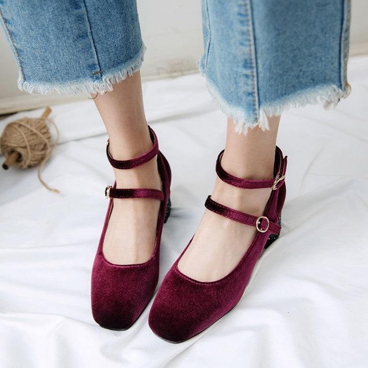 Women Square Toe Pumps High Heels