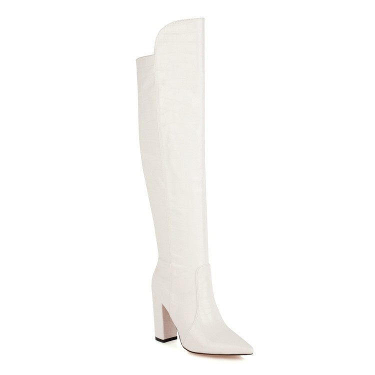 Women Pointed Toe High Heel Over the Knee Boots