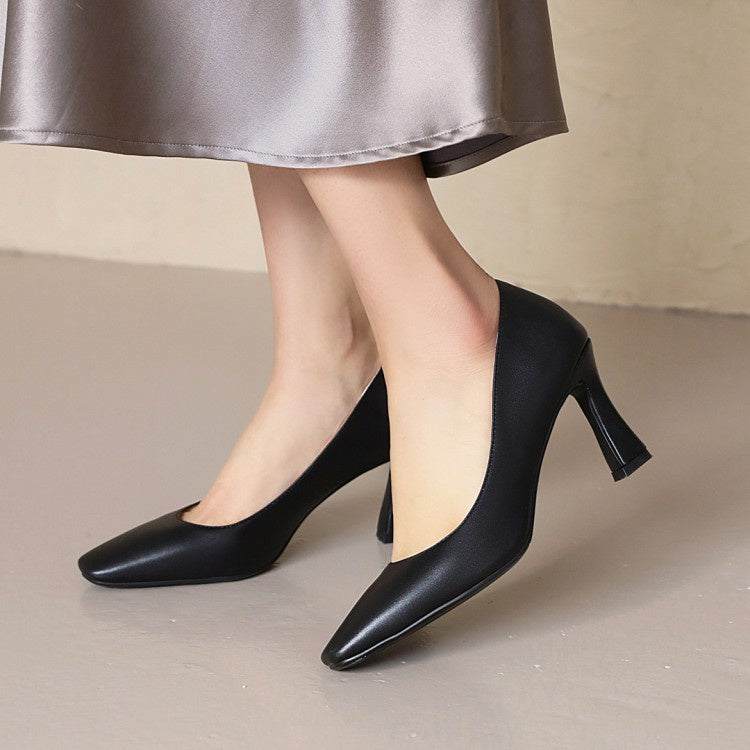 Women Square Toe High Heel Pumps