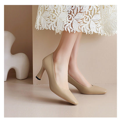 Women Square Toe High Heel Pumps