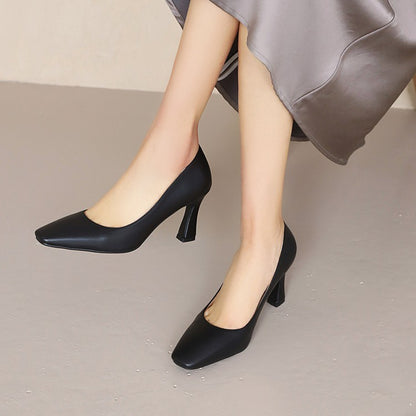 Women Square Toe High Heel Pumps