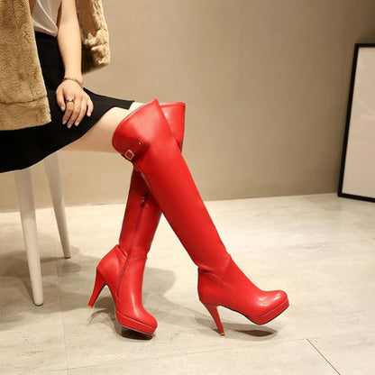 Women High Heels Platform Knee High Boots