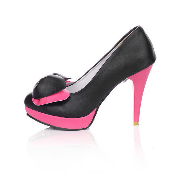 Sweet Bow Stiletto Heels Women Platform Pumps