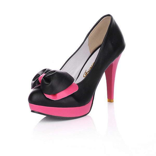 Sweet Bow Stiletto Heels Women Platform Pumps