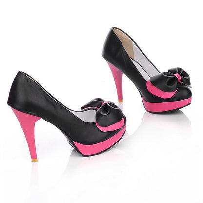 Sweet Bow Stiletto Heels Women Platform Pumps