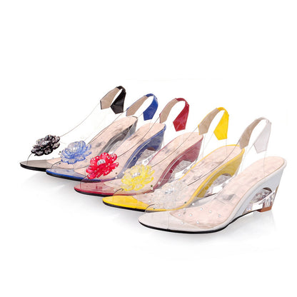 Women's Fish Mouth Flower Wedges Sandals