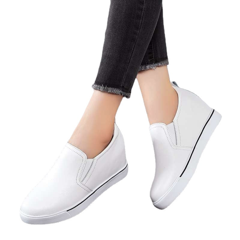 Women Wedges Pu Leather High Heel Loafers Platform Shoes