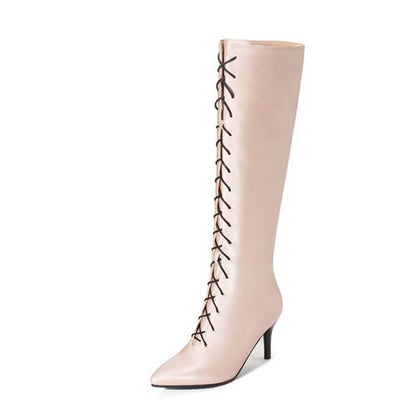 Women Stain Pointed Toe High Heel Tall Boots