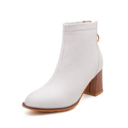 Round Toe Zip Women's High Heeled Ankle Boots