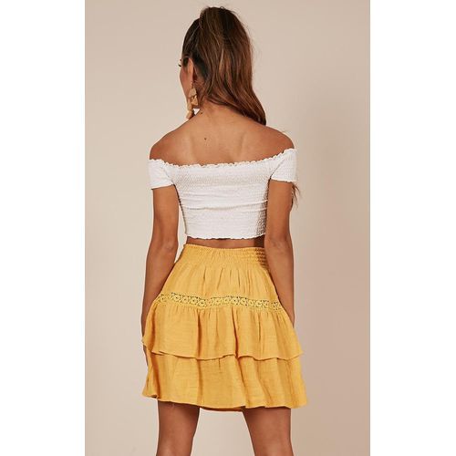 Fashion Elasticity Waist Lace Split Joint Flounce Sexy Short Women Skirts