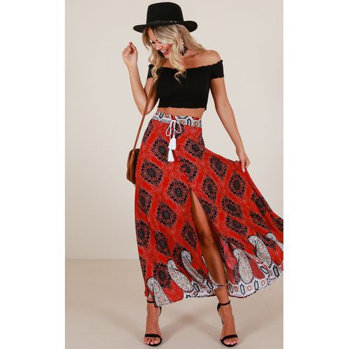 Fashion Printed Cross-tied Long Women Skirts